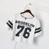 Merry Pretty New summer style Brooklyn 76 printed fashion Women T-shirt punk Crop top cotton T-shirt female dance t shirt tops