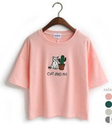 Merry Pretty Harajuku t shirt women Korean style t-shirt tee kawaii cat embroidery cotton tops shirt camiseta feminina hot sales