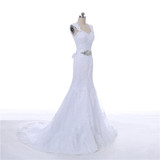 Mermaide Wedding Dress 2017 New Fashion Appliques Beaded Sashes Court Train Bride Dress Lace Wedding Dress Shoulders Elegant