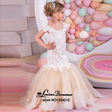 Mermaid Lace Flower Girl Dresses for Weddings 2017 Champagne Kids Evening Dress Holy Communion Dresses For Girls Pageant Gowns