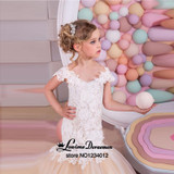 Mermaid Lace Flower Girl Dresses for Weddings 2017 Champagne Kids Evening Dress Holy Communion Dresses For Girls Pageant Gowns
