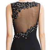 Mermaid Evening Dresses Grace Karin Black See Through Sheer 2017 New Arrival Sexy Slit Formal Evening Gowns Long Party Dresses