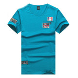 Mercerized cotton short sleeved t-shirt men casual summer t-shirt embroidery mens T-shirts 68wy
