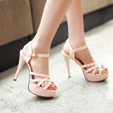 Meotina Hot Sale Fashion Summer Women Sandals Summer Heels Gladiator Party Platform Thin High Heels Female Cutout Yellow Shoes