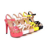 Meotina Hot Sale Fashion Summer Women Sandals Summer Heels Gladiator Party Platform Thin High Heels Female Cutout Yellow Shoes