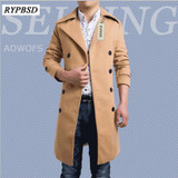 Mens Woolen Overcoats 2017 New Cool Mens Coats Winter Thick Double-Breasted Coat Long Section Winter Coat Men Wool Men XXXL
