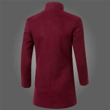 Mens Wool Blends Jacket Slim Fit Warm Solid Trench Casual Coat Long Single Breasted Winter Overcoat 0870