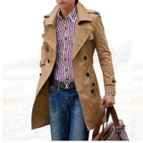 Mens Trench Coat 2017 New Fashion Men Long Coat Windbreaker Autumn Winter Double-breasted Slim Trench Coat Men Overcoat