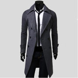 Mens Trench Coat 2017 New Fashion Designer Men Long Coat Autumn Winter Double-breasted Windproof Slim Trench Coat Men KH815086