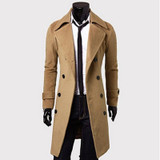 Mens Trench Coat 2017 New Fashion Designer Men Long Coat Autumn Winter Double-breasted Windproof Slim Trench Coat Men KH815086