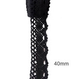 FENGRISE Apparel Sewing Fabric 5 Yards DIY Ivory Cream Black Trim Cotton Crocheted Lace Fabric Ribbon Handmade Accessories Craft