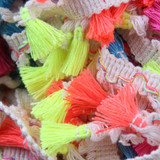 FENGRISE 2 Yards 4.5 cm Rainbow Tassel Lace Trim Cotton Fabric Ribbon Fringe Drop Handmade Sewing Curtains Clothes Accessories