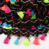 FENGRISE 2 Yards 4.5 cm Rainbow Tassel Lace Trim Cotton Fabric Ribbon Fringe Drop Handmade Sewing Curtains Clothes Accessories