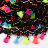 FENGRISE 2 Yards 4.5 cm Rainbow Tassel Lace Trim Cotton Fabric Ribbon Fringe Drop Handmade Sewing Curtains Clothes Accessories