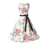 Fenghua Women Summer Autumn Dress 2018 Fashion Vintage Audrey Hepburn Ball Gown Sleeveless Floral Print Party Dresses Vestidos