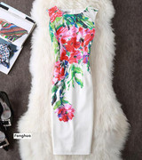 Fenghua Summer Dress Women 2017 Party Elegant Sexy Slim Casual Dresses Floral Vintage Office Bodycon Dress Plus Size 3XL 4XL