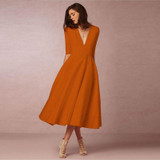 Fenghua Fashion Spring Winter Dress Women 2018 Plus Size Elegant Ball Gown Dress Female Vintage Sexy V Neck Long Dress vestidos