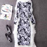 Fenghua Fashion Elegant Summer Dress Women 2018 Spring Long Sleeve Foral Dress Vintage Sexy Work Office Party Bodycon Dresses