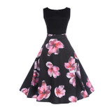 Fenghua 2017 Women Summer Autumn Dress Casual Vintage Audrey Hepburn Elegant Sleeveless Dress Sexy Floral Party Dresses Vestidos
