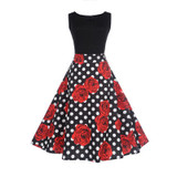 Fenghua 2017 Women Summer Autumn Dress Casual Vintage Audrey Hepburn Elegant Sleeveless Dress Sexy Floral Party Dresses Vestidos