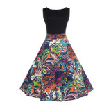 Fenghua 2017 Women Summer Autumn Dress Casual Vintage Audrey Hepburn Elegant Sleeveless Dress Sexy Floral Party Dresses Vestidos