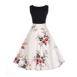 Fenghua 2017 Women Summer Autumn Dress Casual Vintage Audrey Hepburn Elegant Sleeveless Dress Sexy Floral Party Dresses Vestidos