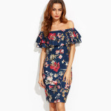 Fenghua Summer Dress Women 2017 Party Elegant Sexy Slim Casual Dresses Slim Floral Off Shoulder Dress Bodycon Vestidos DS032