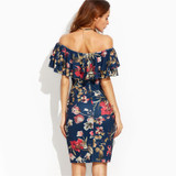 Fenghua Summer Dress Women 2017 Party Elegant Sexy Slim Casual Dresses Slim Floral Off Shoulder Dress Bodycon Vestidos DS032