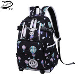 FengDong waterproof fabric school bags for girls cute butterfly decoration usb backpack laptop bag 15.6 schoolbag girl book bag