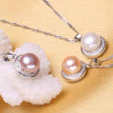 FENASY Nice Freshwater Pearl Jewelry Sets ,golden pearl Necklace pendant ,Pearl Earrings and ring,Wedding Jewelry Sets for women
