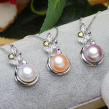 FENASY white Pearl ruby Pendant necklace Jewelry bijoux femme Natural pink Pearl Necklace,Colorful Jewelry leaf necklace