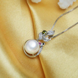 FENASY white Pearl ruby Pendant necklace Jewelry bijoux femme Natural pink Pearl Necklace,Colorful Jewelry leaf necklace