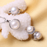 FENASY selling natural pearl jewelry set for women fashion 925 sterling silver pendant &amp; earrings , pearl jewelry , 2017 new