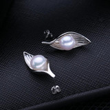 FENASY Pearl Jewelry,Pink Jewelry Sets for Women Natural Pearl leaves Necklace/Earring,earings fashion jewelry box christmas