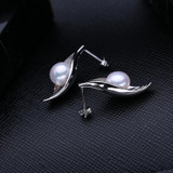 FENASY Pearl Jewelry,Pink Jewelry Sets for Women Natural Pearl leaves Necklace/Earring,earings fashion jewelry box christmas