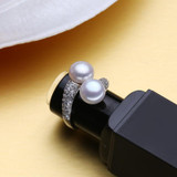 FENASY Pearl Jewelry,double Pearl rings,Natural Freshwater Pearl rings,925 Silver rings for women charms silver 925 original