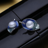 FENASY Pearl Jewelry earrings, natural Pearl leaf flower earrings women,wedding jewelry love fashion party earrings jewelry box