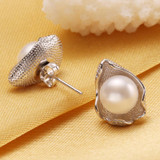 FENASY pearl jewelry , natural pearl earrings freshwater pearls sterling silver jewelry bohemian charms Stud Earrings Geometric