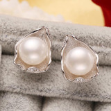 FENASY pearl jewelry , natural pearl earrings freshwater pearls sterling silver jewelry bohemian charms Stud Earrings Geometric