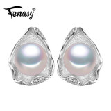 FENASY pearl jewelry , natural pearl earrings freshwater pearls sterling silver jewelry bohemian charms Stud Earrings Geometric