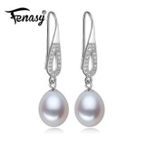 FENASY Pearl earring, Pearl with 925 Sterling Silver earrings,wedding Birthday gift Jewelry Women fashion earrings ,E017