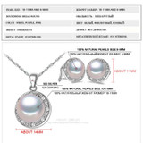 FENASY Nice Freshwater Pearl Jewelry Sets 925 Sterling Silver pendant Necklace,Pearl Earrings and ring for Wedding Jewelry Sets