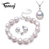 FENASY Natural Pearl Bracelet necklaces &amp; pendants Earrings Jewelry Sets for Women Pearl Necklace/Earring/Bracelet Wedding