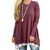 Femme Autumn Blouse Casual Women Blouses Tops Loose Shirts Winter 2018 Basic Lace Shirt Track Jumper Tunic Long Blusas GV184