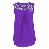 Femininas Blusas Summer Women Blouse Lace Vintage Sleeveless Crochet Casual Shirts Tops Plus Size