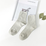 Female tube socks cotton double needle thickened autumn and winter new solid color casual socks absorbent sweat deodorant cotton