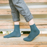 Female tube socks cotton double needle thickened autumn and winter new solid color casual socks absorbent sweat deodorant cotton