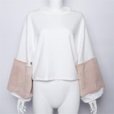 Female sweatshirt 2017 Faux Fur hoodies Woman Warm Long Sleeve Pullover Sweatshirt Loose White Sweatshirt Street Jumper moletom