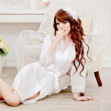 Female Sexy Temptation Women Dress V-neck Bathrobe Rayon Silk Sleepwear Nightdress Robes kimono is woman soft lingerie