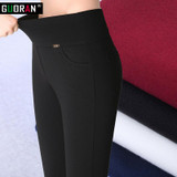 Female Oversized Trousers for work office Autumn Winter plus size velvet Trousers warm Elastic Pencil Pants Elastic Waist Pants